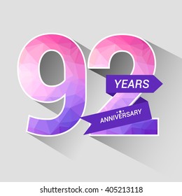 92 Years Anniversary with Low Poly Design