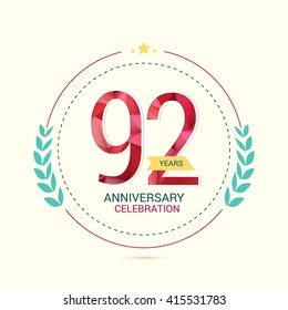 92 Years Anniversary with Low Poly Design and Laurel Ornaments