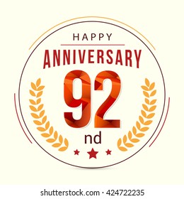 92 Years Anniversary with Low Poly Design and Laurel Ornaments