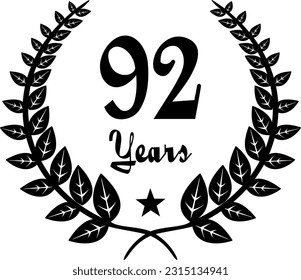 92 Years Anniversary stilyzed Laurel, black and white