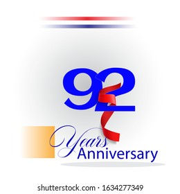  92 Years Anniversary Vector Template Design Illustration