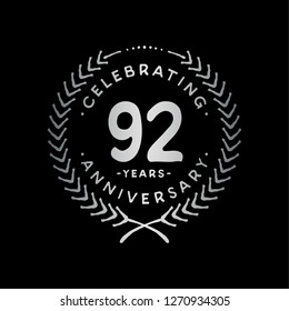 92 years design template. 92nd vector and illustration.
