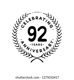 92 years design template. 92nd vector and illustration.