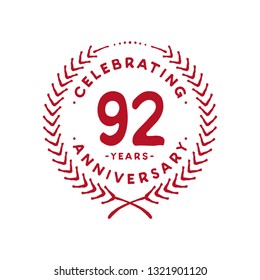 92 years design template. 92nd vector and illustration.
