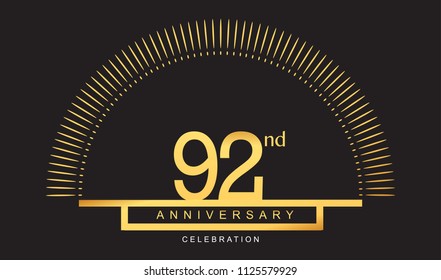 92 Years Golden Anniversary Logo Celebration Stock Vector (Royalty Free ...