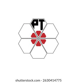 922 diamond shape alphabet letter pentagon geometric educational learning flower logo P T