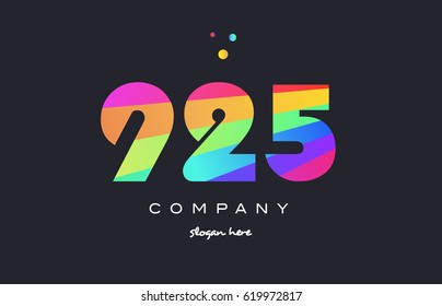 925 creative color green orange blue magenta pink number digit company logo vector icon spectrum