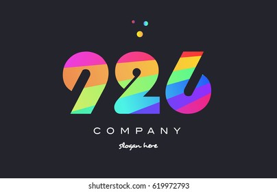 926 creative color green orange blue magenta pink number digit company logo vector icon spectrum