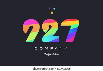 927 creative color green orange blue magenta pink number digit company logo vector icon spectrum