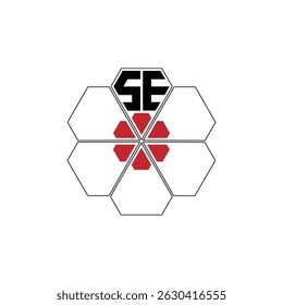929 diamond shape alphabet letter pentagon geometric educational learning flower logo S E
