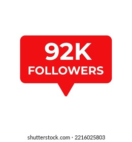 92k followers red vector, icon, stamp,logo,illustration