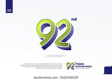 92nd Anniversary 3D Number with Silver Jubilee Design in Pear Green and Violet Blue