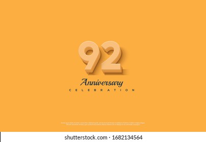 92nd anniversary background with orange-colored number illustration and black text below.