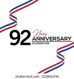 92nd Anniversary celebration background.  background with bent ribbon vector design