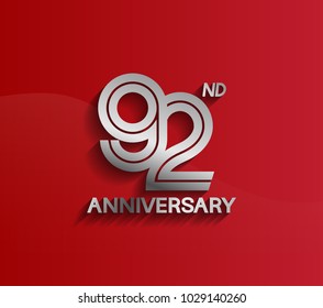 92nd anniversary logotype silver color with multiple line style for celebration event
