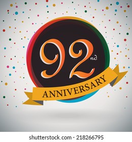 92nd Anniversary poster / template design in retro style - Vector Background