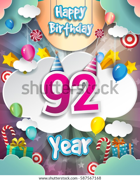 92nd Birthday Celebration Greeting Card Design Stock Vector (Royalty ...