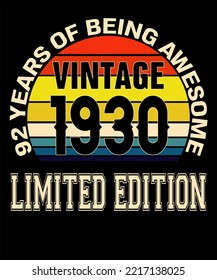 92nd Birthday Vintage Legends Born In August 1930 92 Years Old Retro Birthday Ideas for Men Women