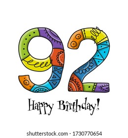 92th anniversary celebration. Greeting card template. Vector illustration
