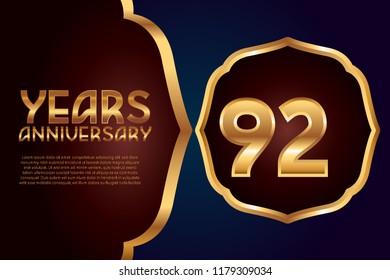 92th Anniversary gold numbers. background for anniversary