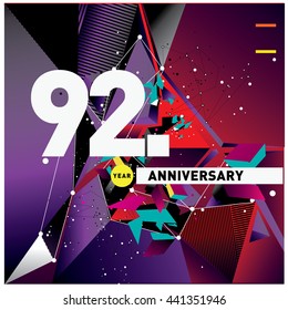 92th anniversary logo with colorful badge and frame.