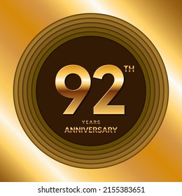 92th Anniversary logotype. Anniversary celebration template design for booklet, leaflet, magazine, brochure poster, banner, web, invitation or greeting card. Vector illustrations.