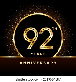 92th Anniversary Logotype. Golden Anniversary template design for celebration event, invitation card, greeting card, flyer, banner, poster, double line logo, vector illustration