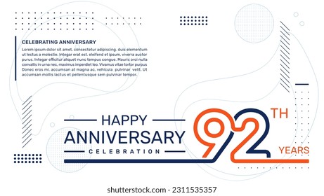 92th anniversary template design with abstract background, vector template