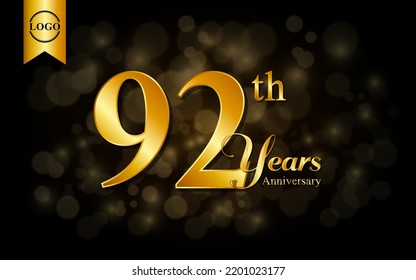 92th anniversary template design. for booklet, leaflet, magazine, brochure poster, banner, web, invitation or greeting card. Vector illustrations.