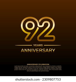 92th year anniversary design template in gold color. vector template illustration