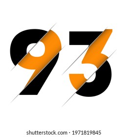 93 9 3 Number Logo Design with a Creative Cut and Black Circle Background. Creative logo design.