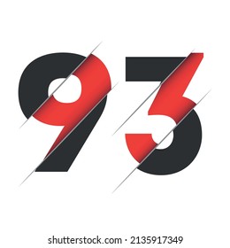 93 9 3 Number Logo Design with a Creative Cut and Black Circle Background. Creative logo design.