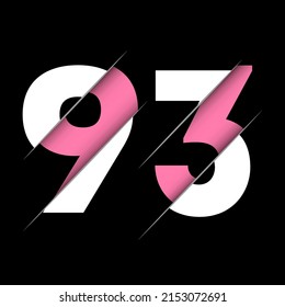 93 9 3 Number Logo Design with a Creative Cut and Black Circle Background. Creative logo design.
