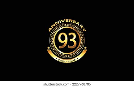 93 anniversary celebration. 93rd anniversary celebration. 93 year anniversary celebration logo with black background.