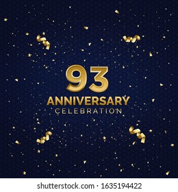 93 anniversary celebration with blue hexagon background.