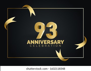 93 Anniversary celebration with gold number on square frame background
