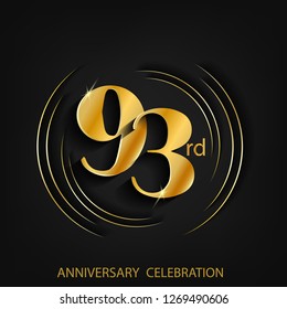 93 anniversary gold with a circle frame and a dark background, giving the impression of luxury