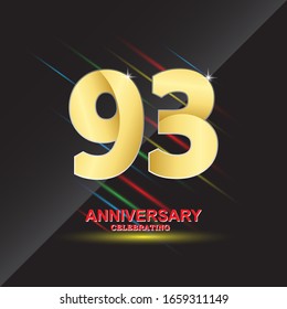 93 anniversary logo vector template. Design for banner, greeting cards or print