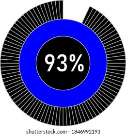 93% circle percentage diagram for web design, user interface (UI) or infographic - indicator with blue and black