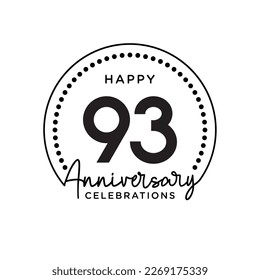 93 concept, monochrome, design for event, invitation card, greeting card, banner, poster, flyer, book cover and print. Vector Eps10