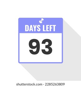 93 Days Left Countdown sales icon. 93 days left to go Promotional banner