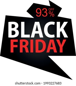 93% descuento en oferta especial. Cartel del Viernes Negro con un descuento del 93%.