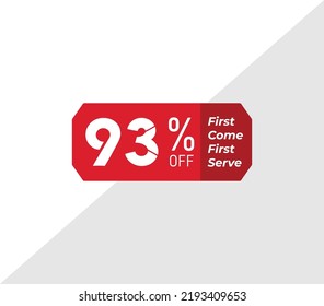 93% primero viene el primer servicio banner descuento precio etiqueta de producto vectorial ilustración de arte. Aislado en fondo blanco