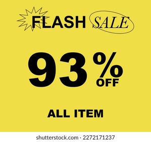 93% Flash-Verkauf Sonderangebot Vektorgrafik-Illustration auf gelbem Hintergrund. EPS10