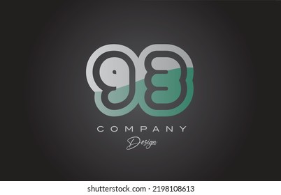 93 green grey number logo icon design. Creative template for business and company