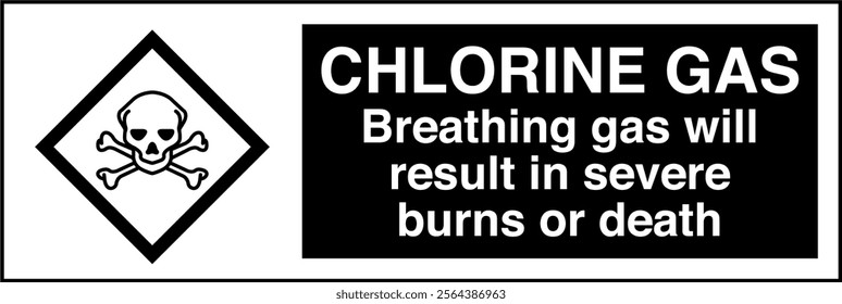 93 ISO 7010 GHS Chemicals Label and Hazard CAUTION Chlorine Gas Breathing Gas Will Result in Severe Burns or Death Horizontal.eps