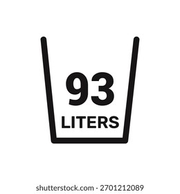 Ícone de 93 litros vetor líquido medida vetor branco fundo