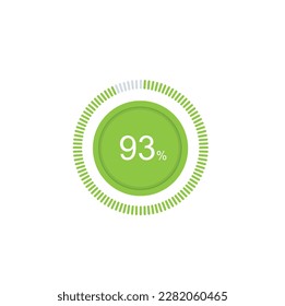 93% Loading. 93% circle diagrams Infographics vector, 93 Percentage ready to use for web design ux-ui.