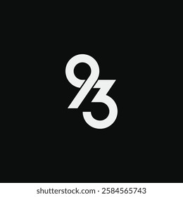 93 monogram logotype. Number 93 minimal line logo vector icon sign symbol illustration