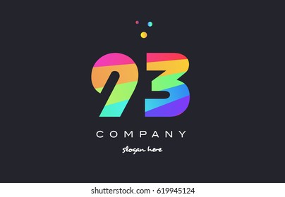 93 ninety three creative color green orange blue magenta pink number digit company logo vector icon spectrum